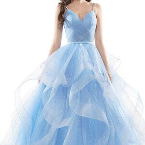 SALE NWT Colors Dress 2381 Glitter Mesh Prom Dress Cornflower Size 8